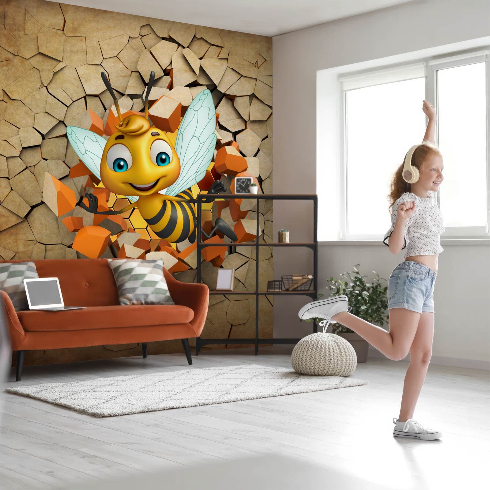 Fototapet albină drăguță cu un zâmbet