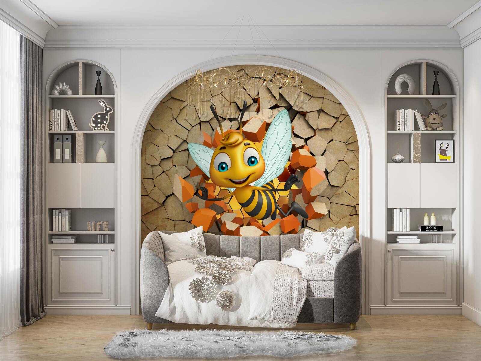 Fototapet albină drăguță cu un zâmbet