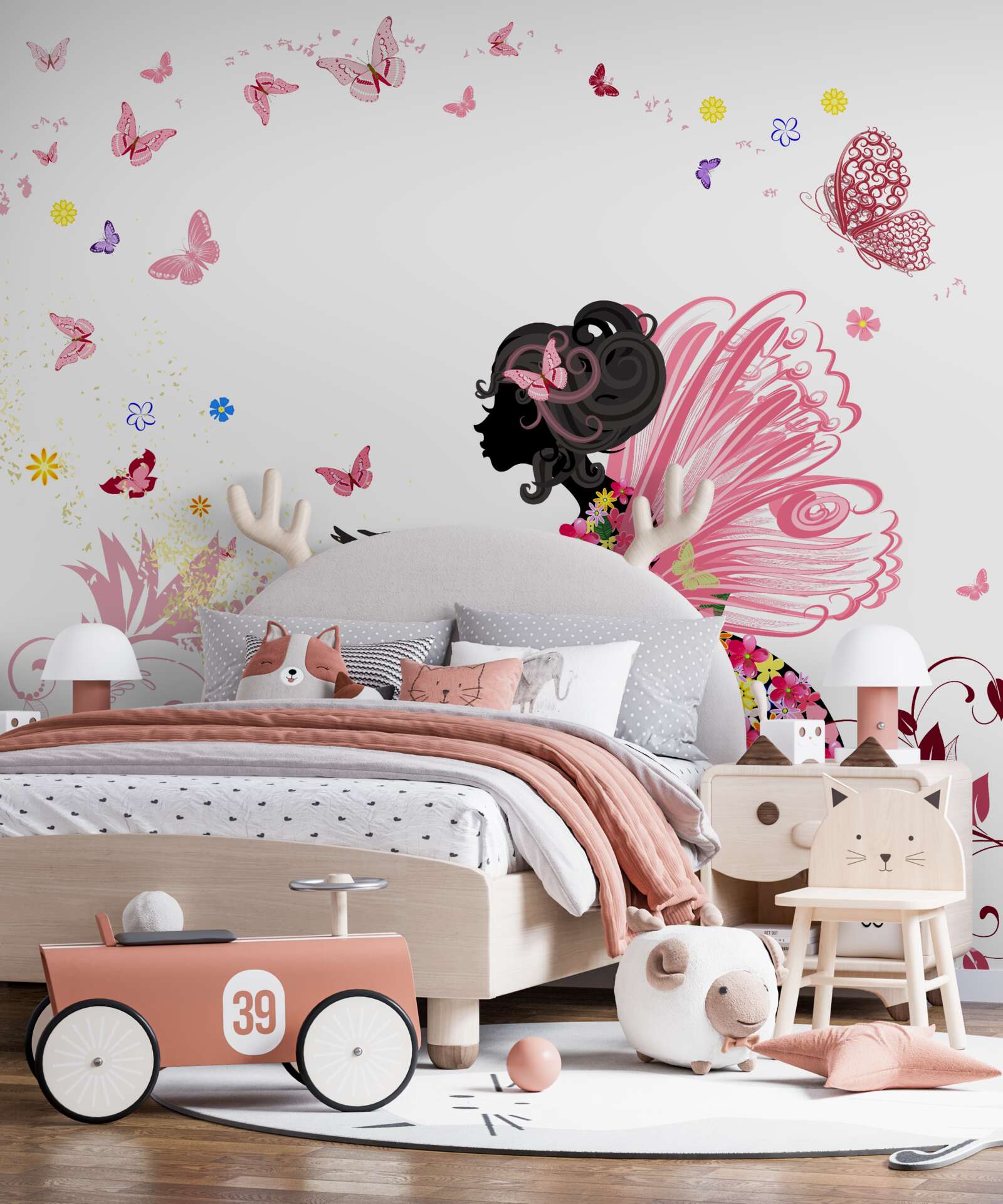 Fototapet doamna elf și lepidopterele