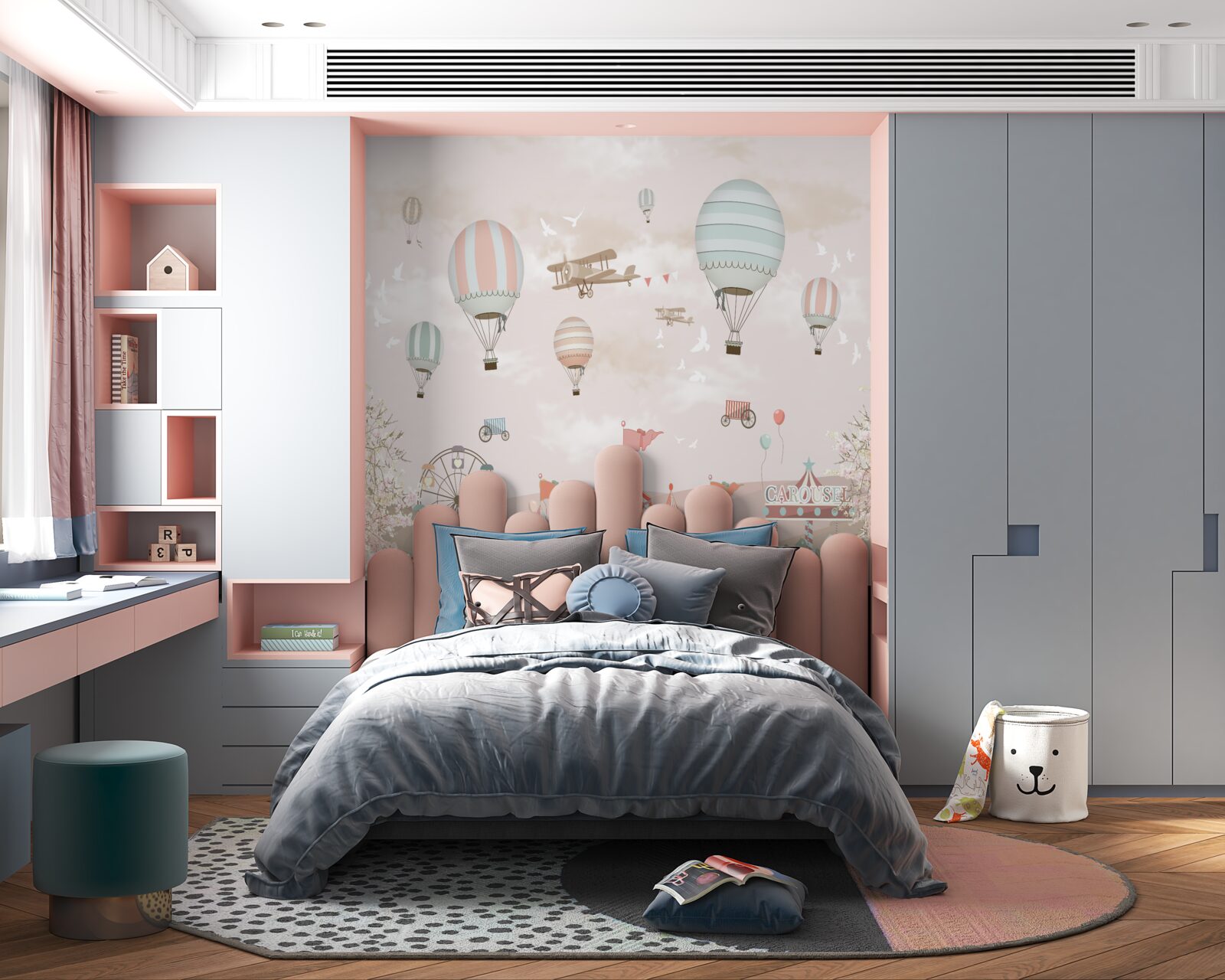 Fototapet circ sub un nor de baloane