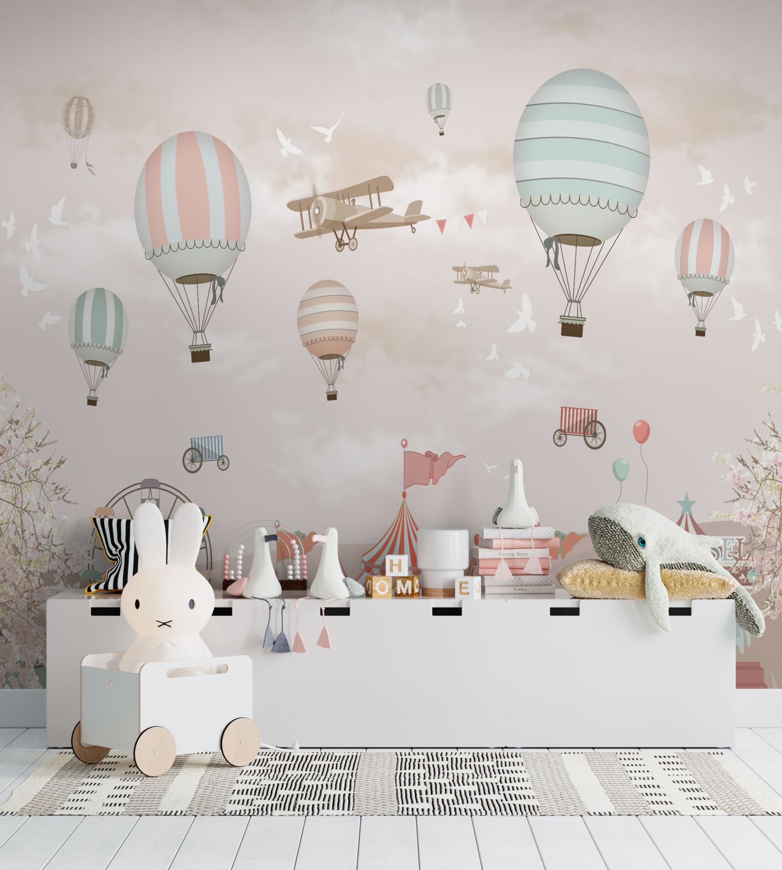 Fototapet circ sub un nor de baloane