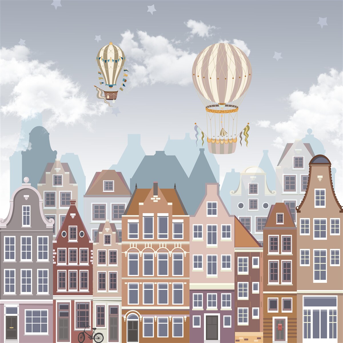 Fototapet oraș sub o pătură de baloane