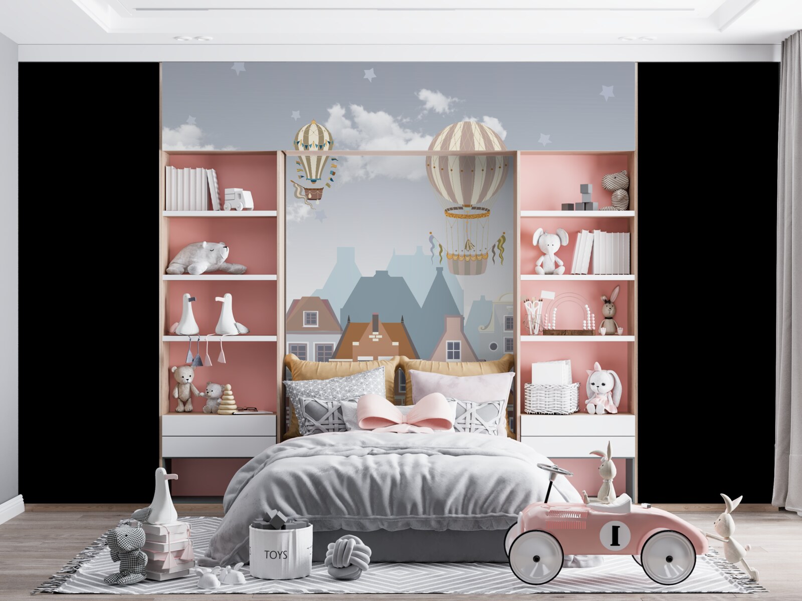 Fototapet oraș sub o pătură de baloane