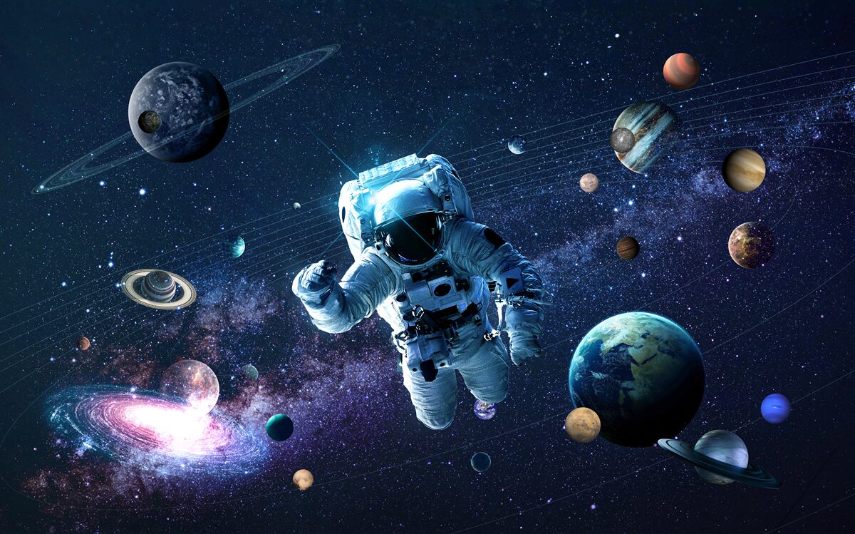 Fototapet astronaut în univers