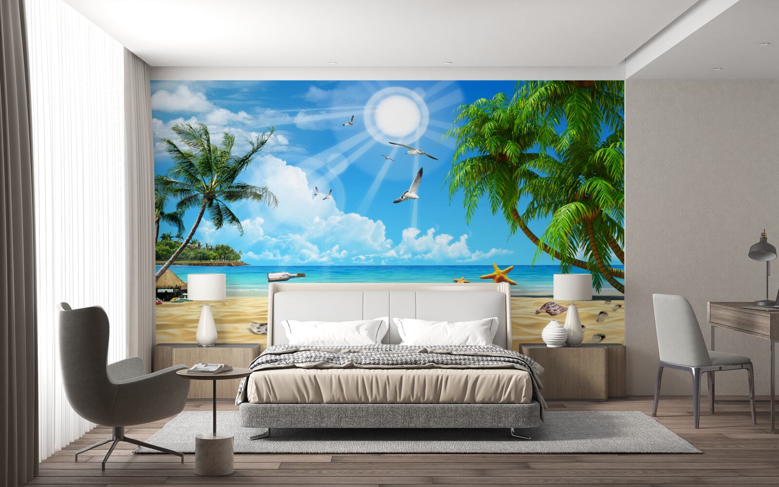 Fototapet loc liniștit și confortabil lângă apă