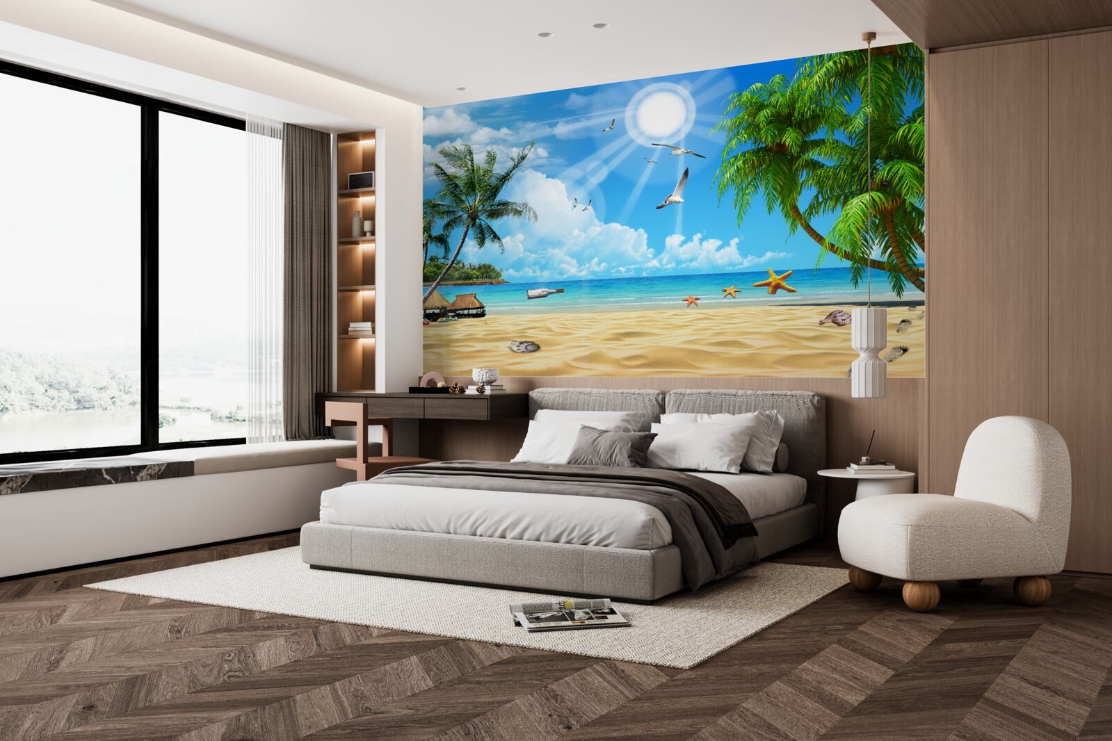 Fototapet loc liniștit și confortabil lângă apă