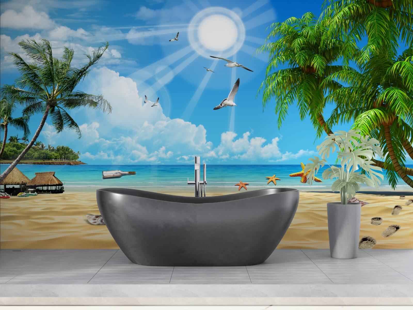 Fototapet loc liniștit și confortabil lângă apă