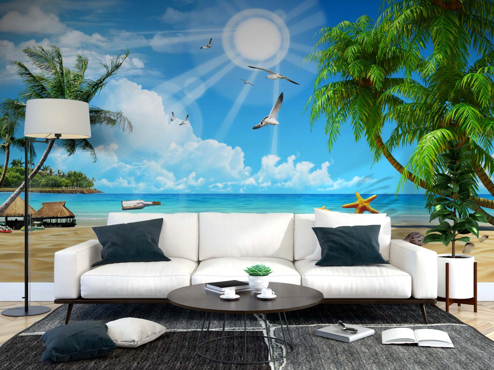 Fototapet loc liniștit și confortabil lângă apă