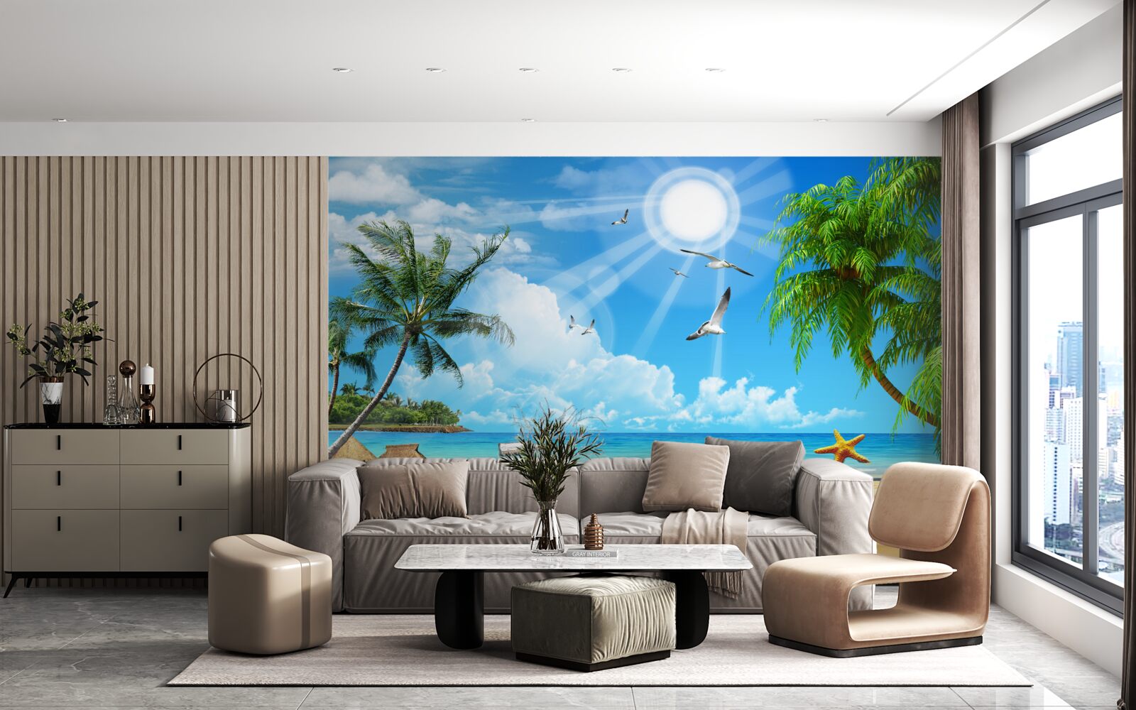 Fototapet loc liniștit și confortabil lângă apă