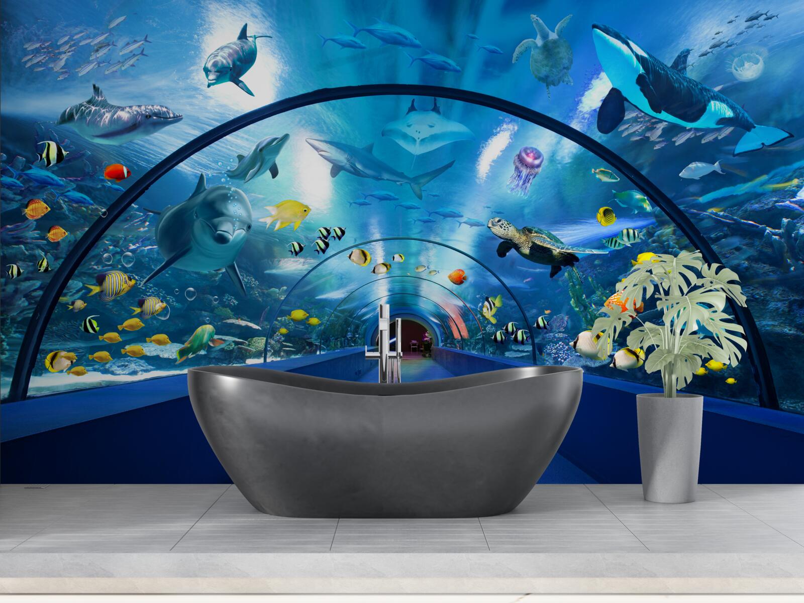 Fototapet tunel de acvariu fascinant