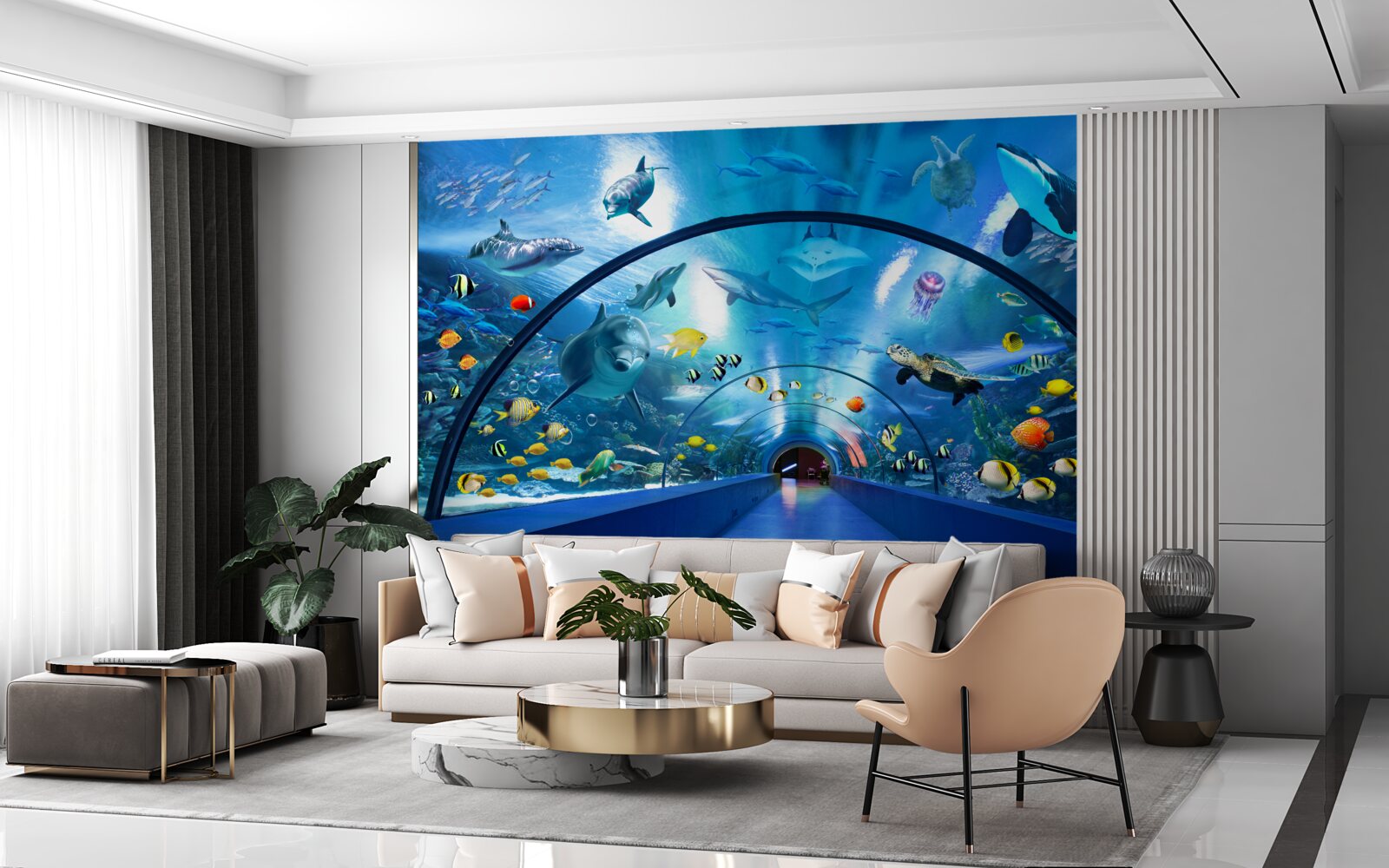 Fototapet tunel de acvariu fascinant