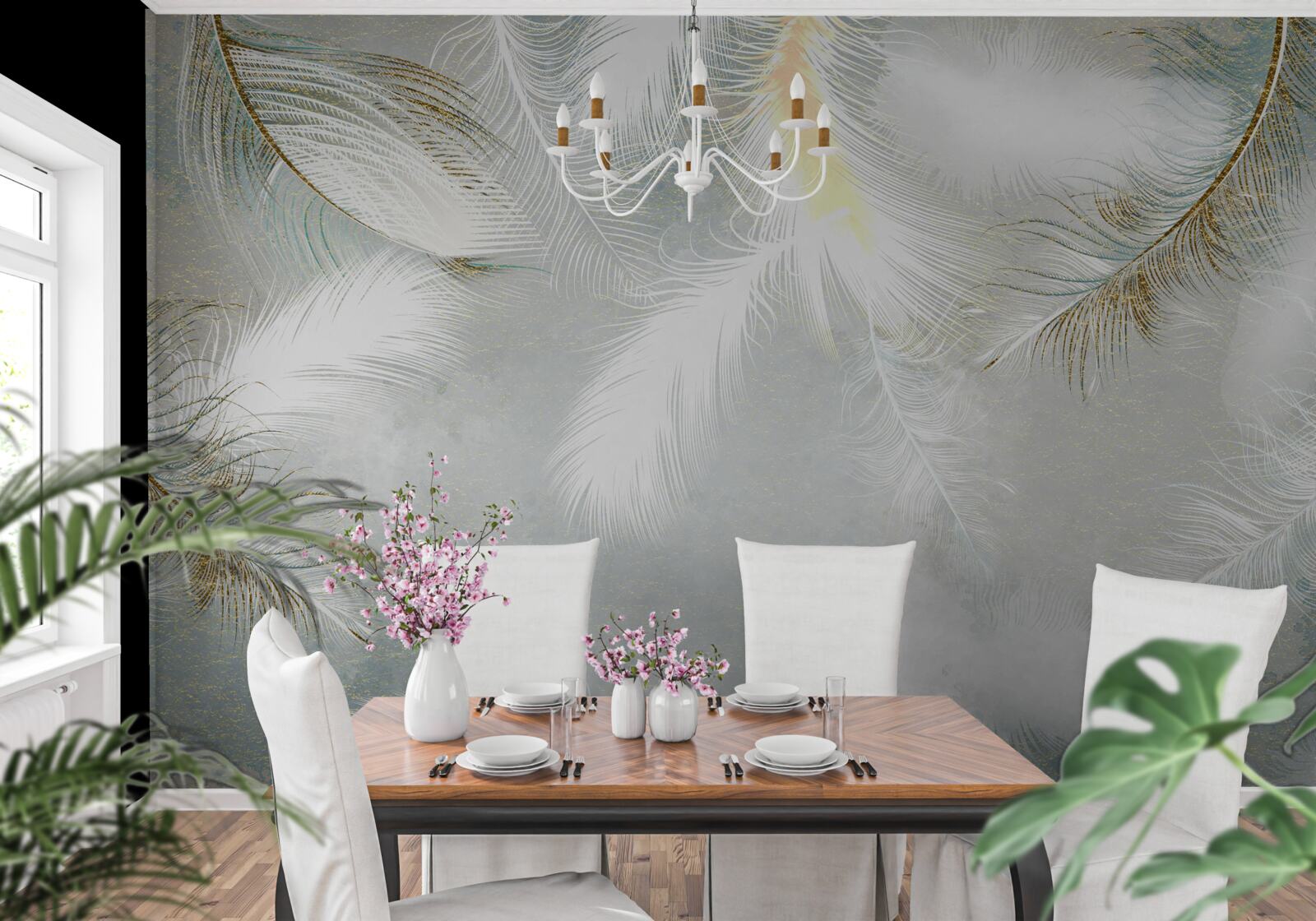 Fototapet fundal format din pene abstracte luminoase