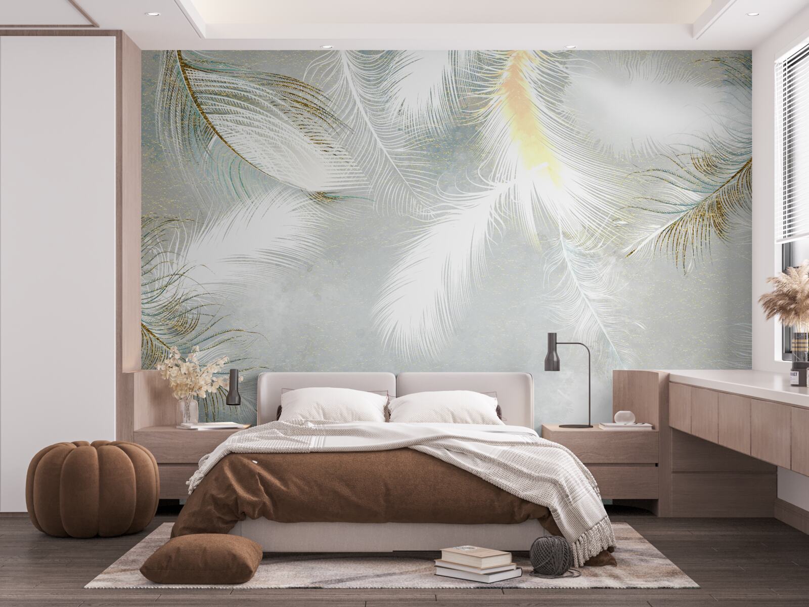 Fototapet fundal format din pene abstracte luminoase