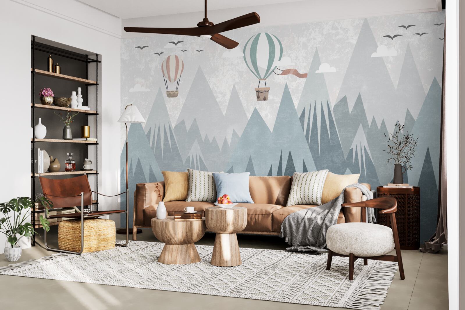 Fototapet munții lasă în urmă baloane zburătoare