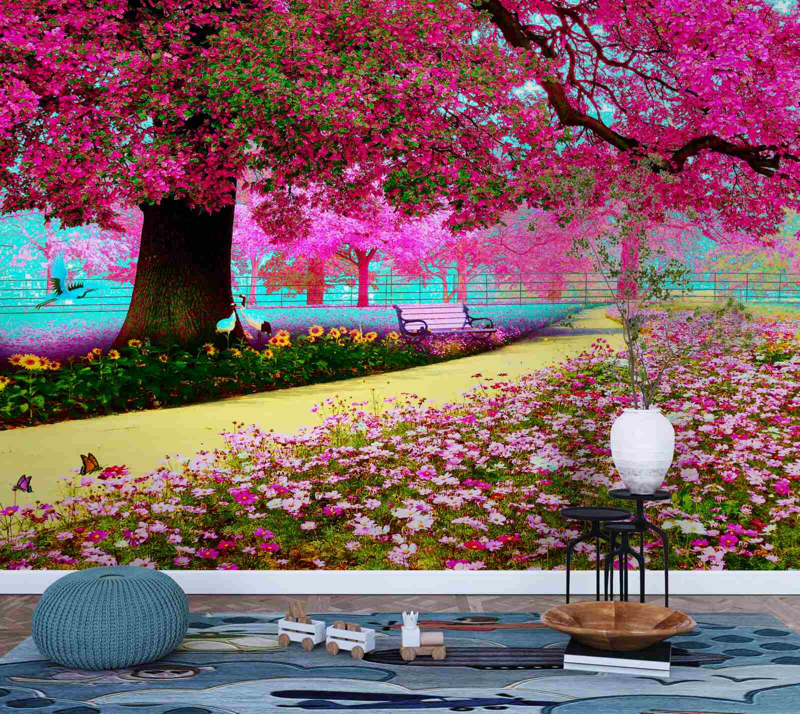 Fototapet vechi sakura înflorit în nuanțe de roz