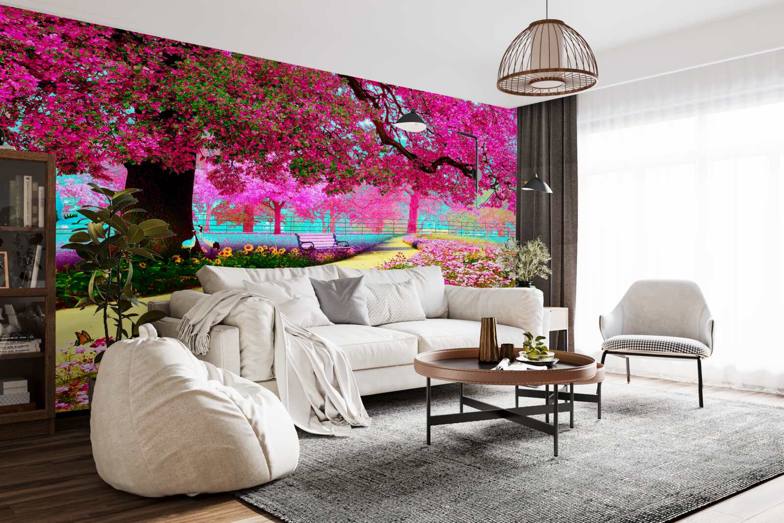 Fototapet vechi sakura înflorit în nuanțe de roz