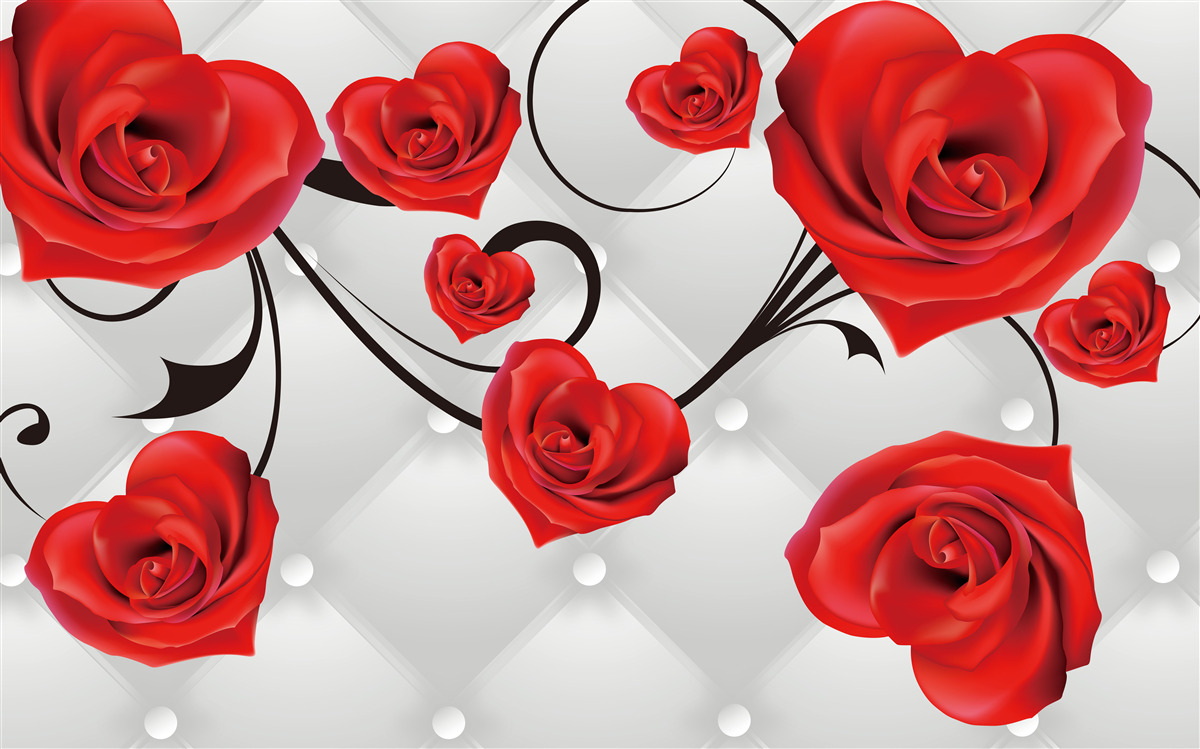 Fototapet trandafiri roșii în formă de inimă