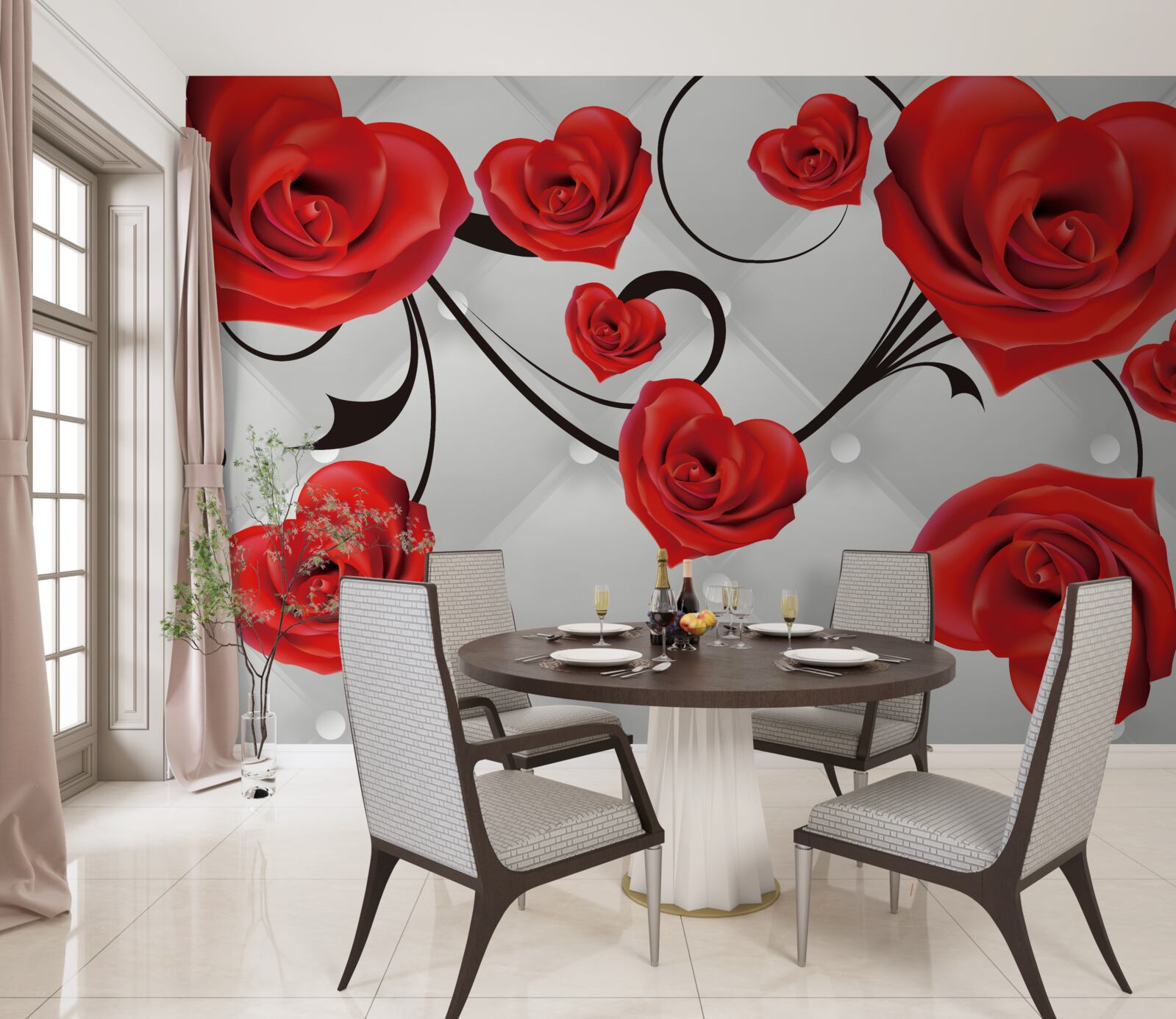 Fototapet trandafiri roșii în formă de inimă