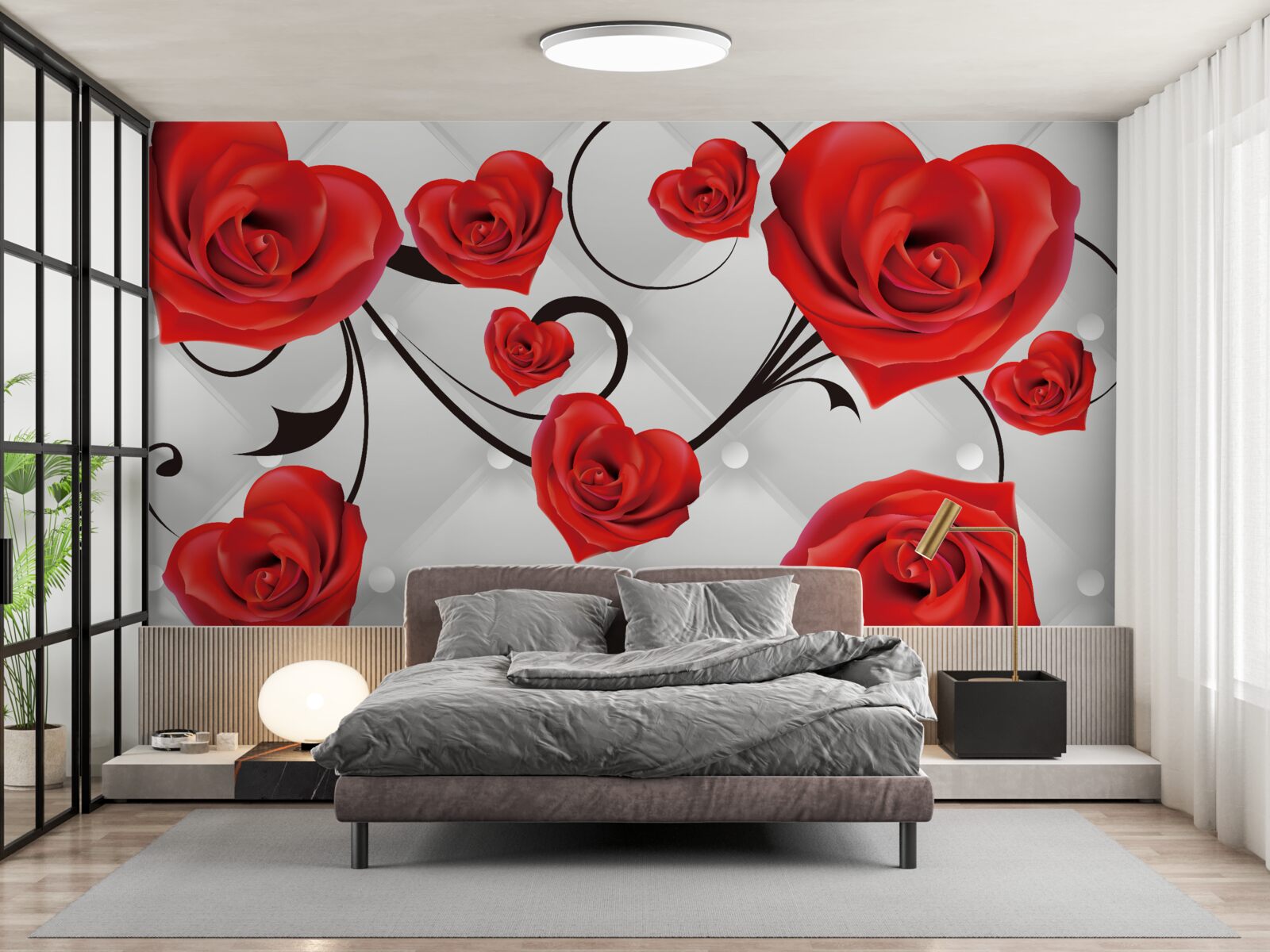 Fototapet trandafiri roșii în formă de inimă