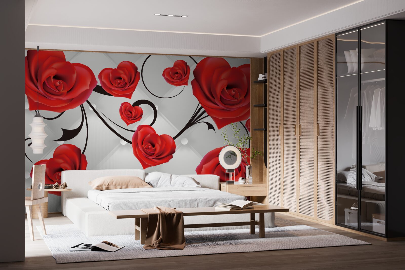 Fototapet trandafiri roșii în formă de inimă