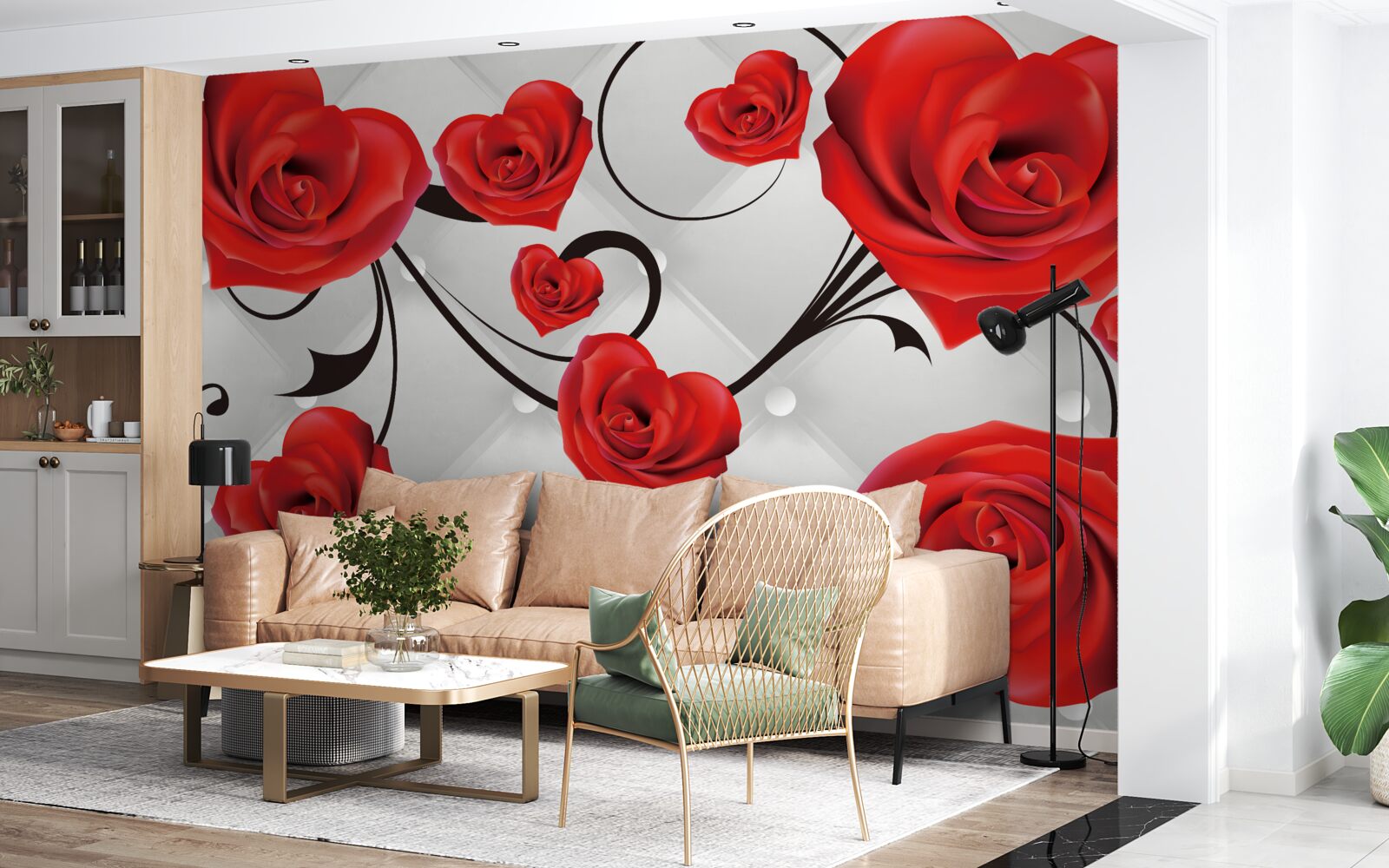 Fototapet trandafiri roșii în formă de inimă