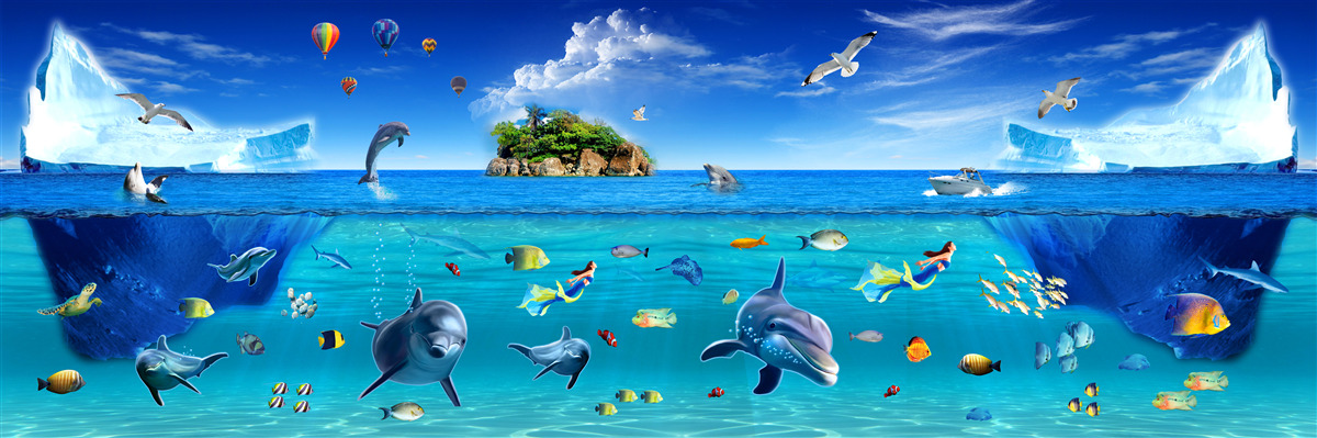 Fototapet munți de gheață și mare adâncă