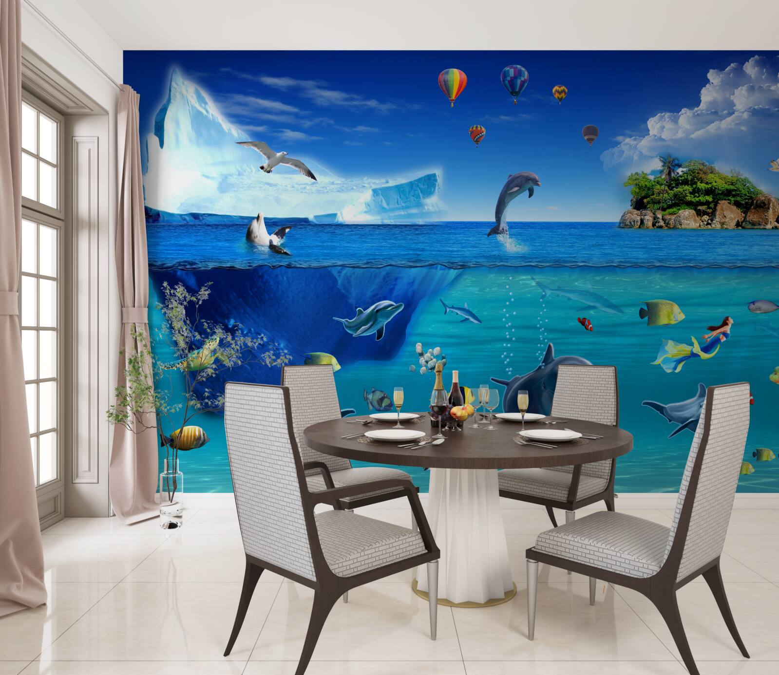 Fototapet munți de gheață și mare adâncă