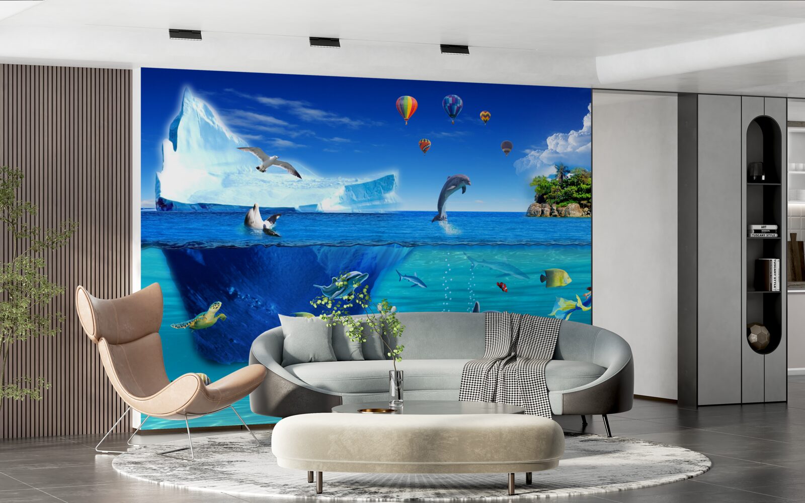 Fototapet munți de gheață și mare adâncă