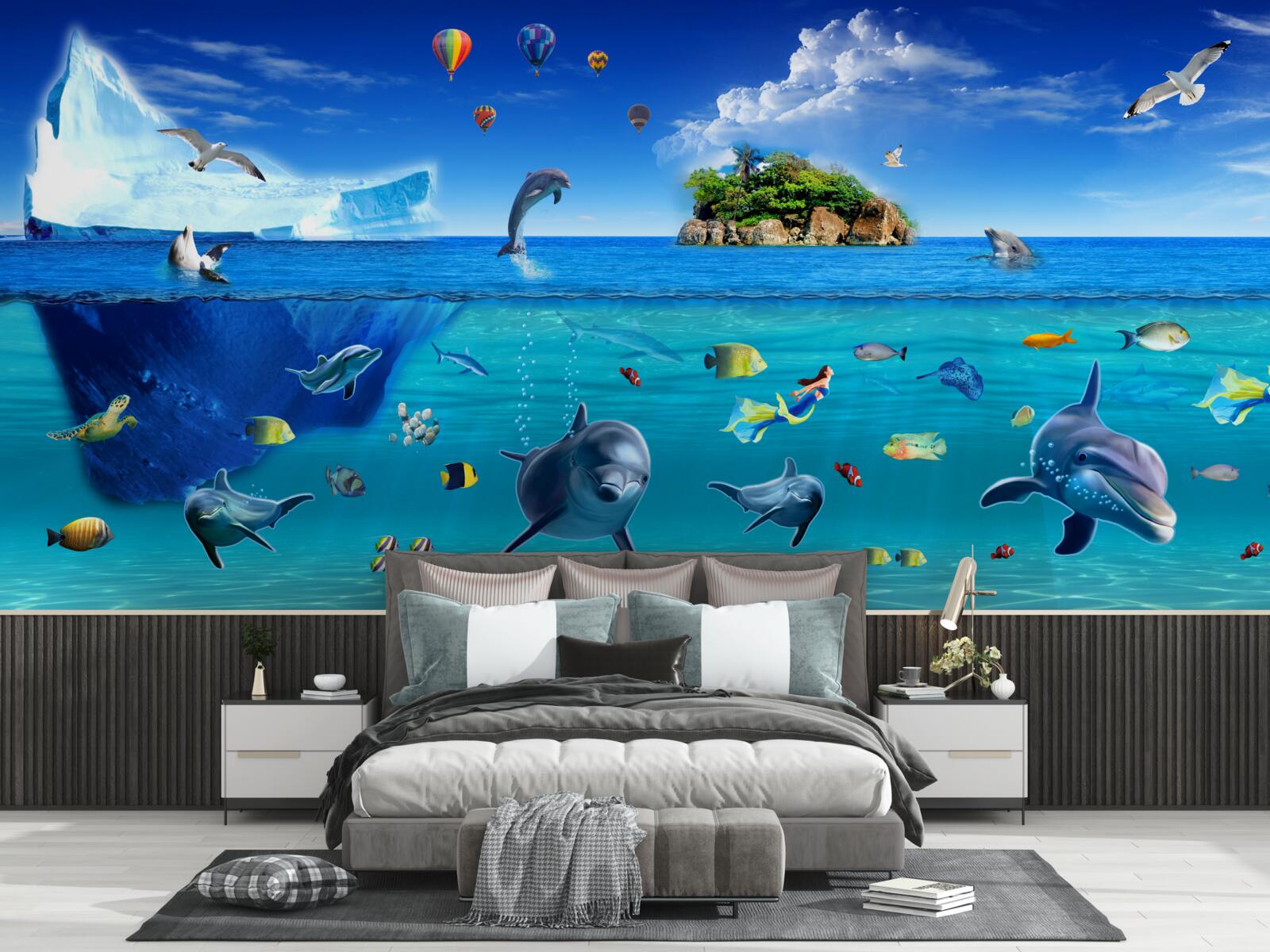 Fototapet munți de gheață și mare adâncă