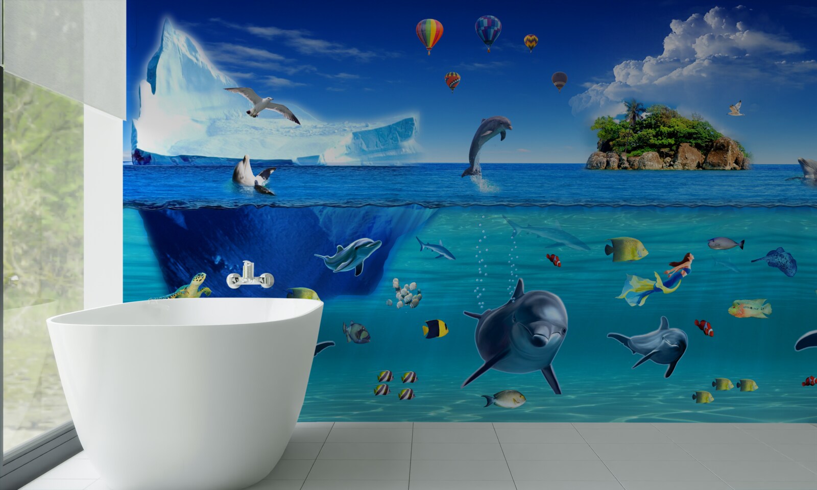 Fototapet munți de gheață și mare adâncă