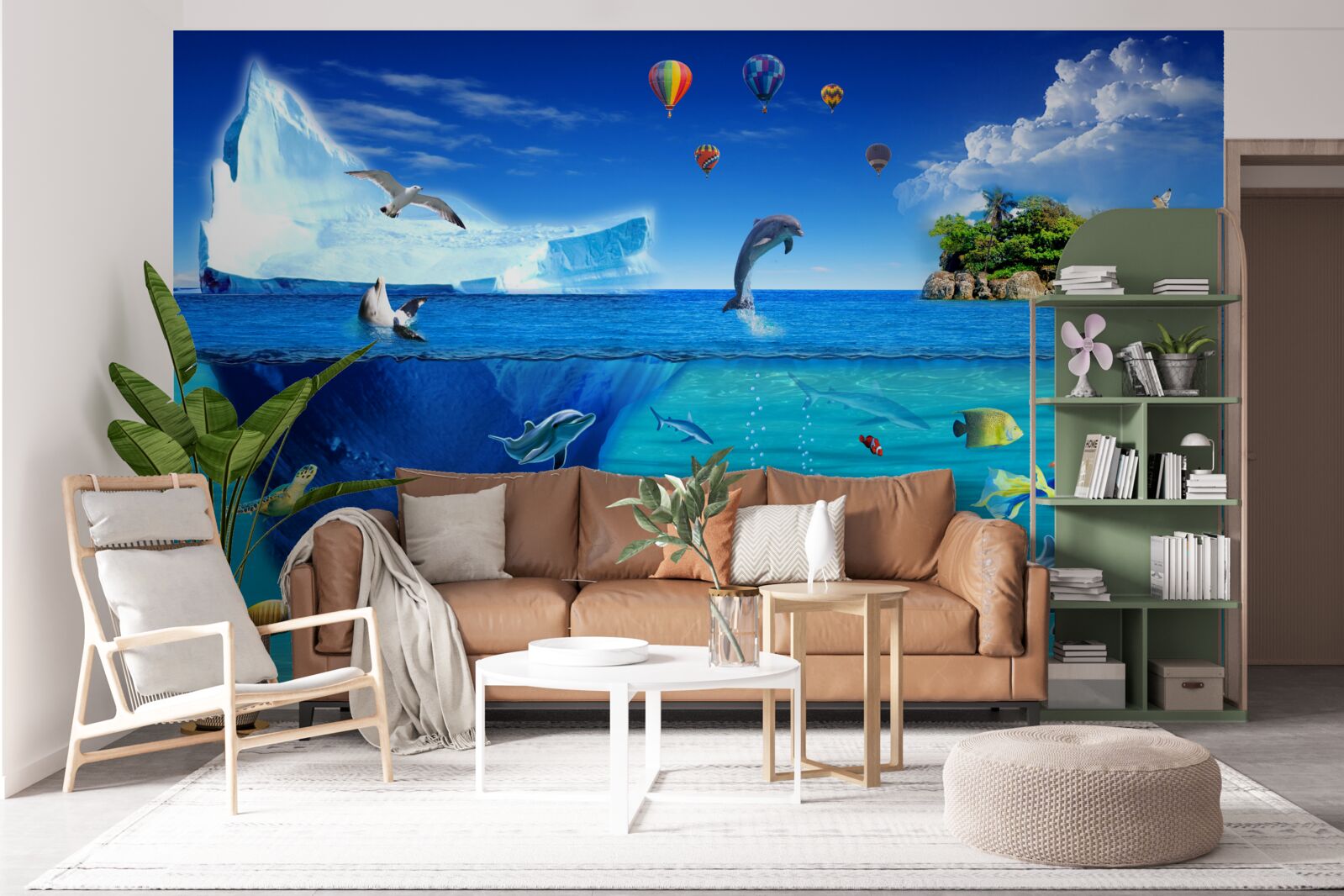 Fototapet munți de gheață și mare adâncă