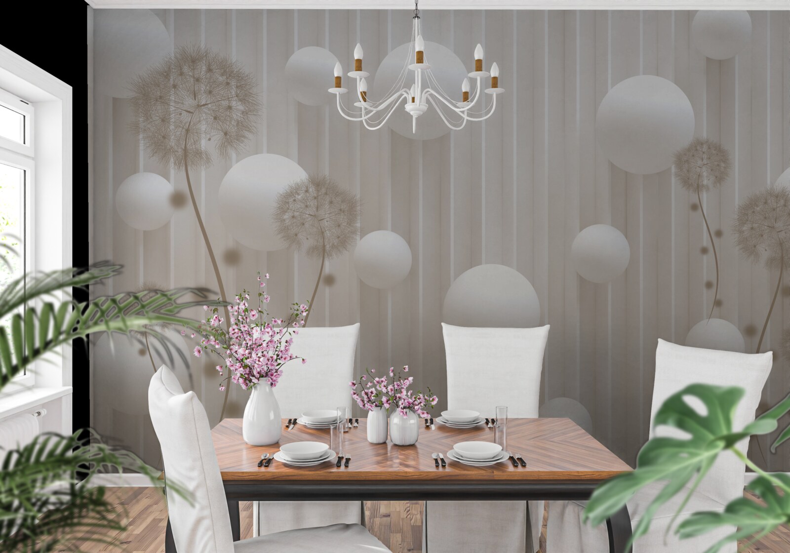 Fototapet mărgele și lapte în roz deschis