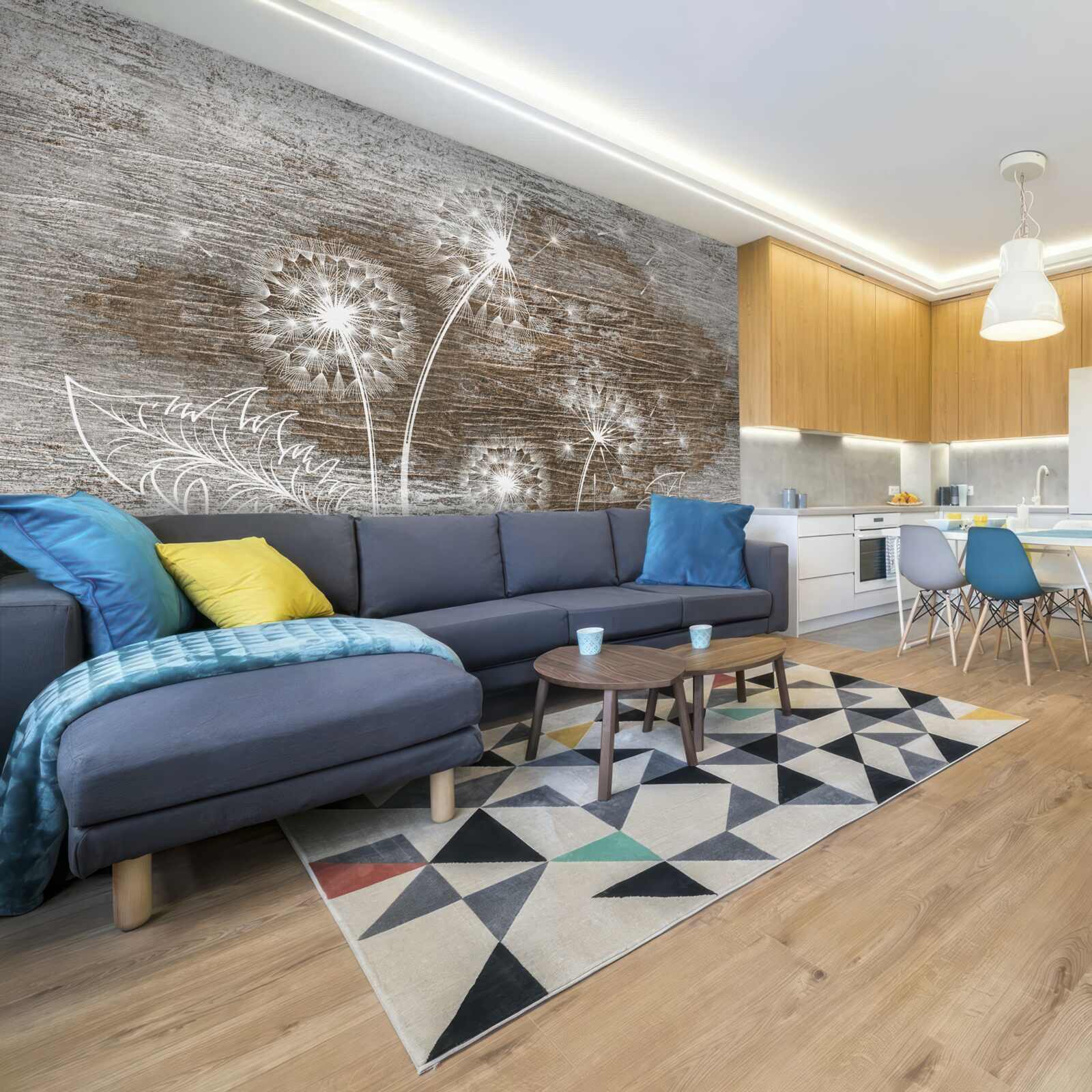 Fototapet cocoș, alb ca zăpada, pe un copac