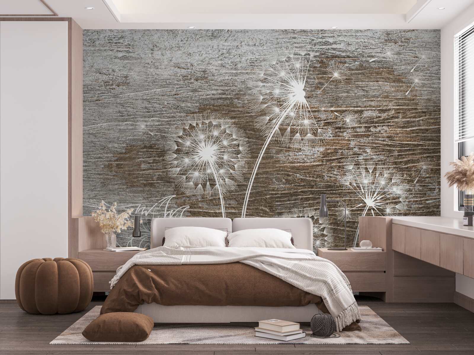 Fototapet cocoș, alb ca zăpada, pe un copac