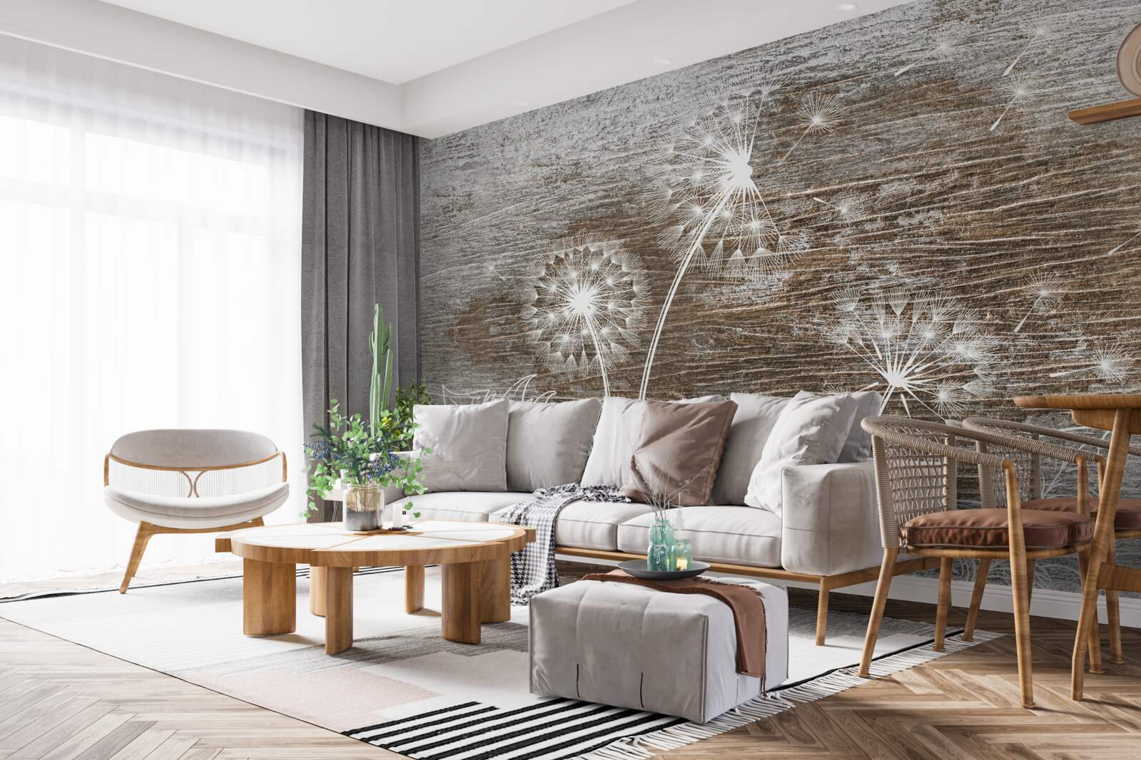 Fototapet cocoș, alb ca zăpada, pe un copac