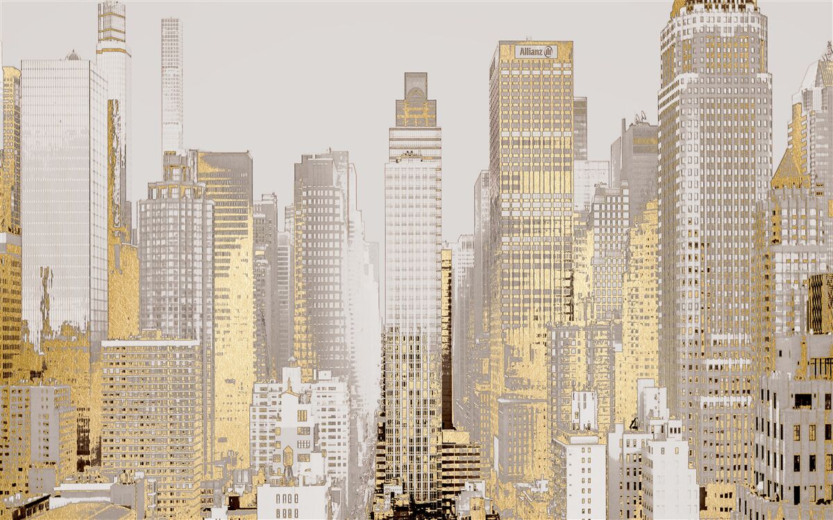 Fototapet panorama zgârie-nori de aur