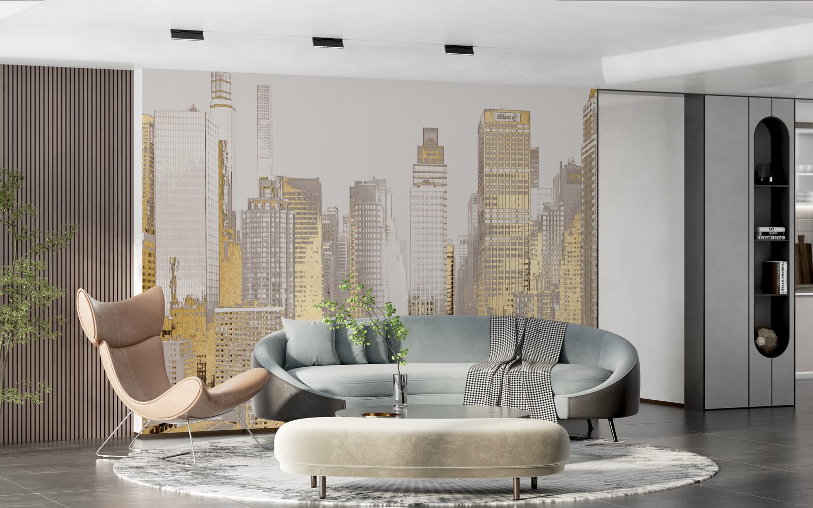 Fototapet panorama zgârie-nori de aur