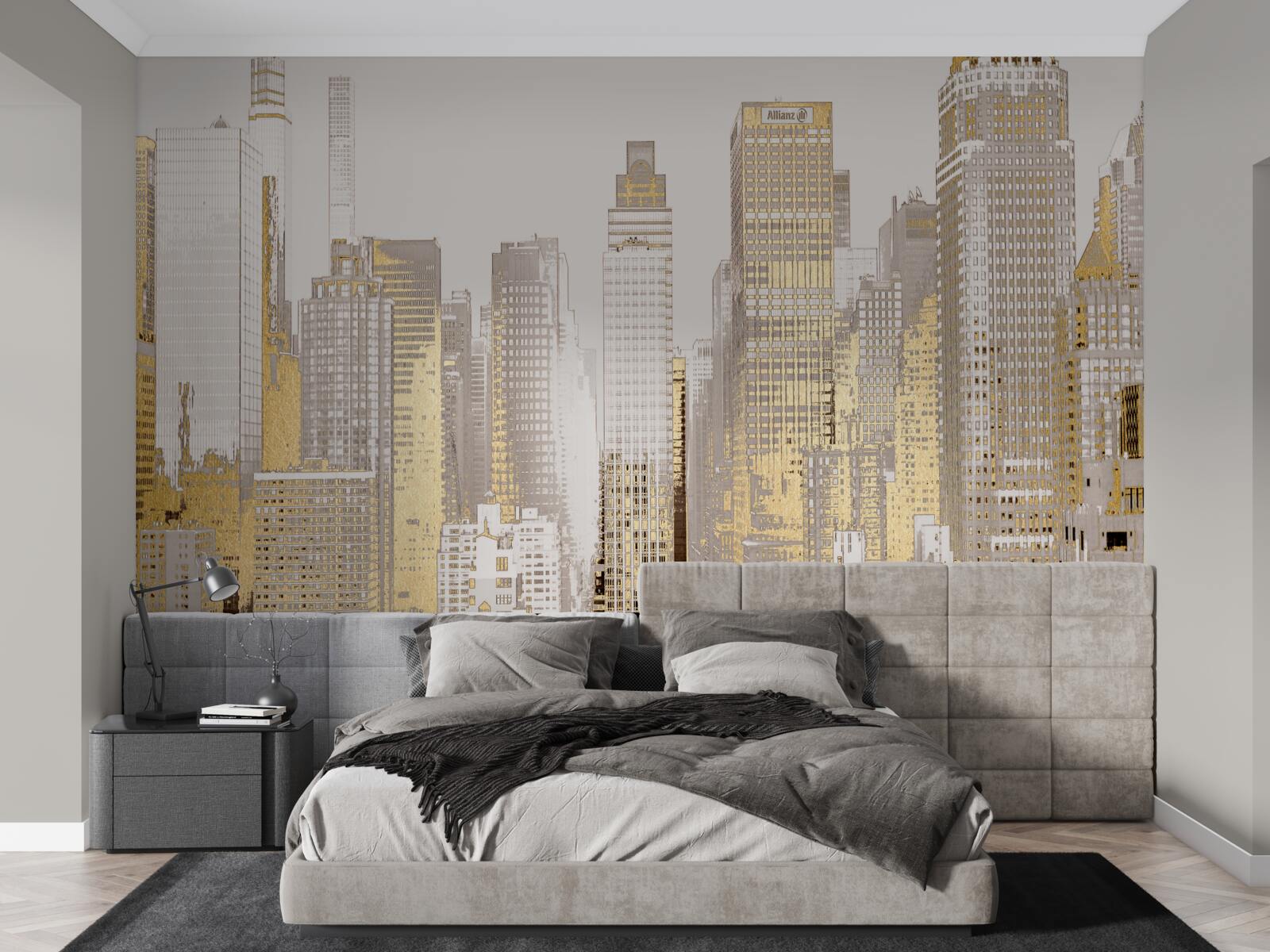 Fototapet panorama zgârie-nori de aur