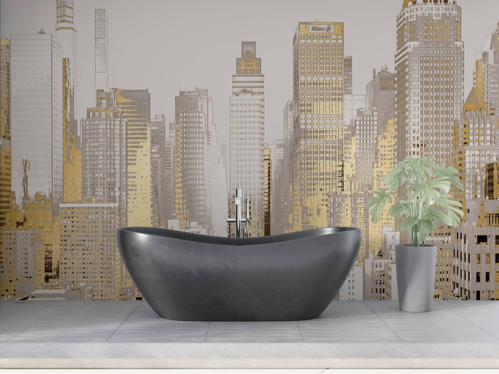 Fototapet panorama zgârie-nori de aur