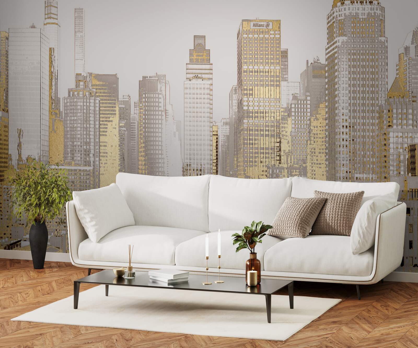 Fototapet panorama zgârie-nori de aur