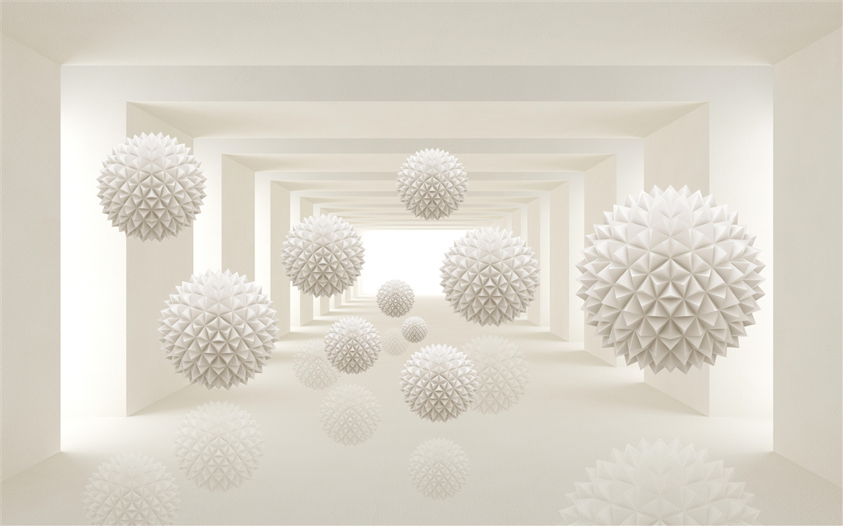 Fototapet pasaj subteran cu bile cu țepi