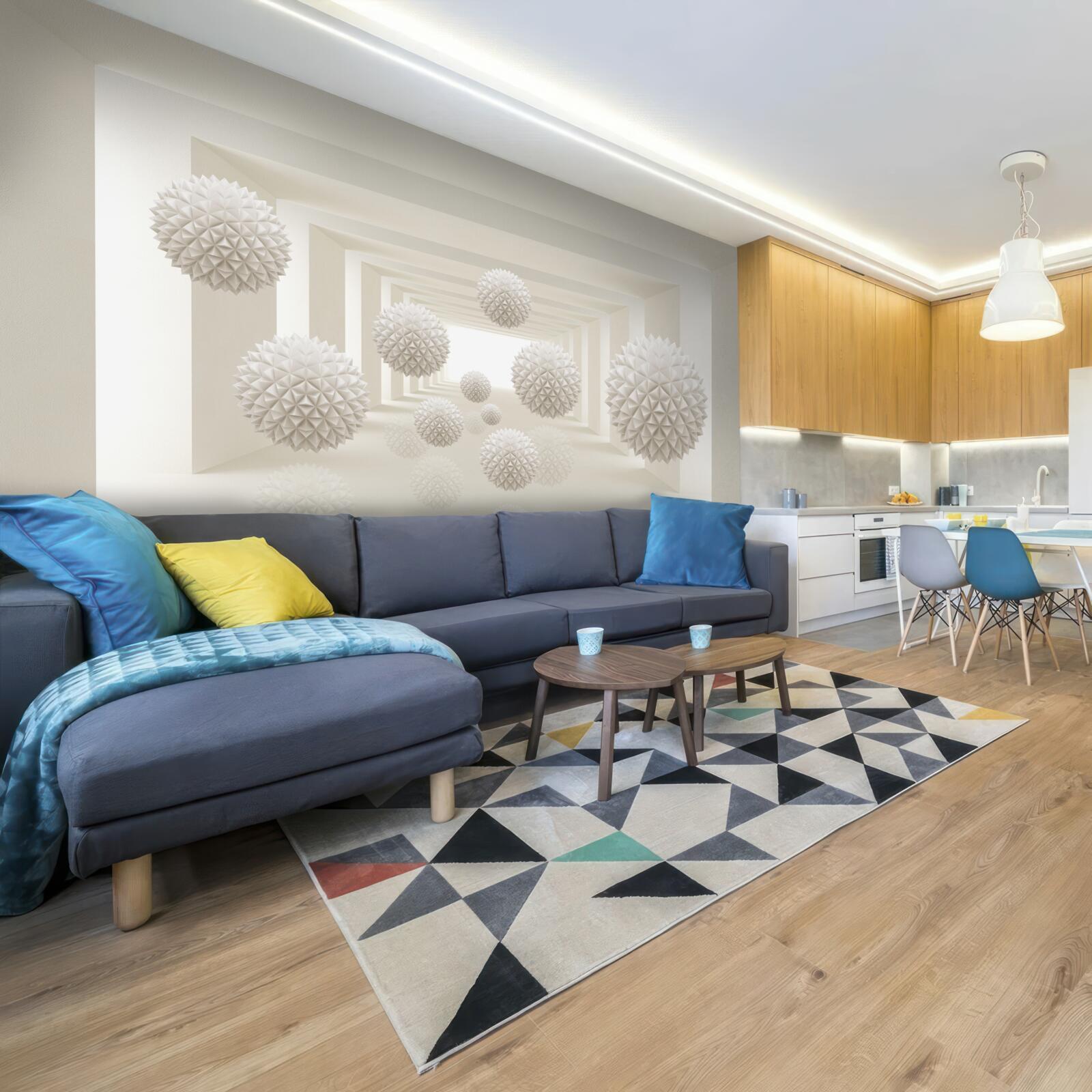 Fototapet pasaj subteran cu bile cu țepi