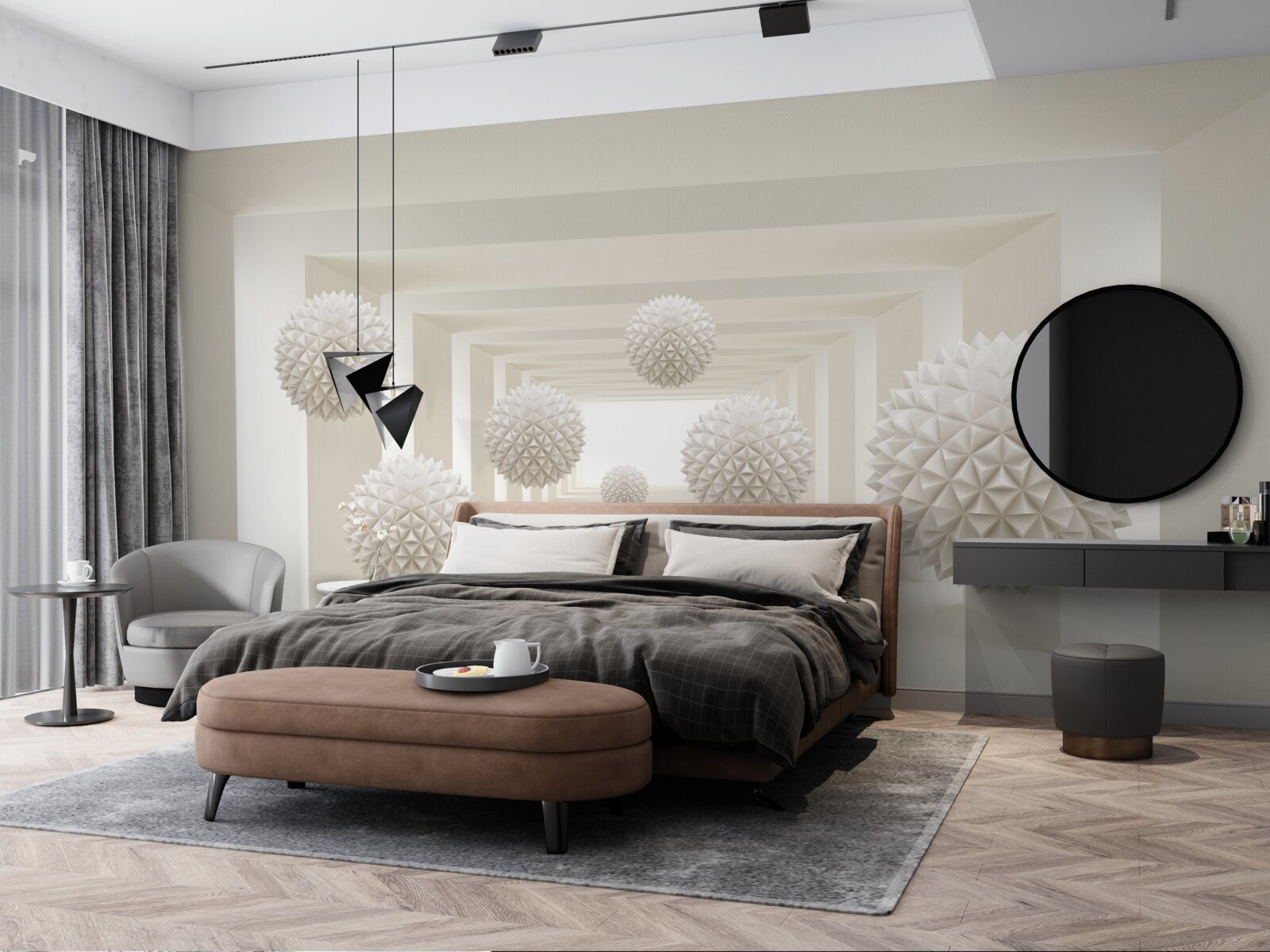 Fototapet pasaj subteran cu bile cu țepi