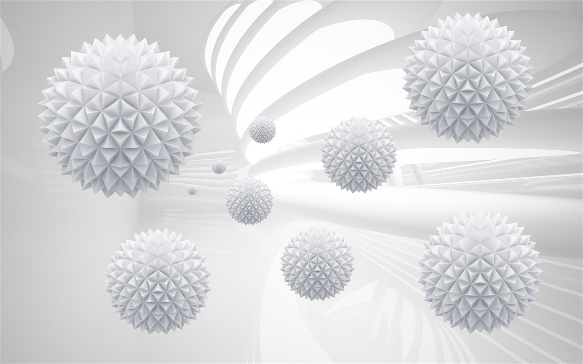 Fototapet bile țepoase care plutesc în stare de imponderabilitate