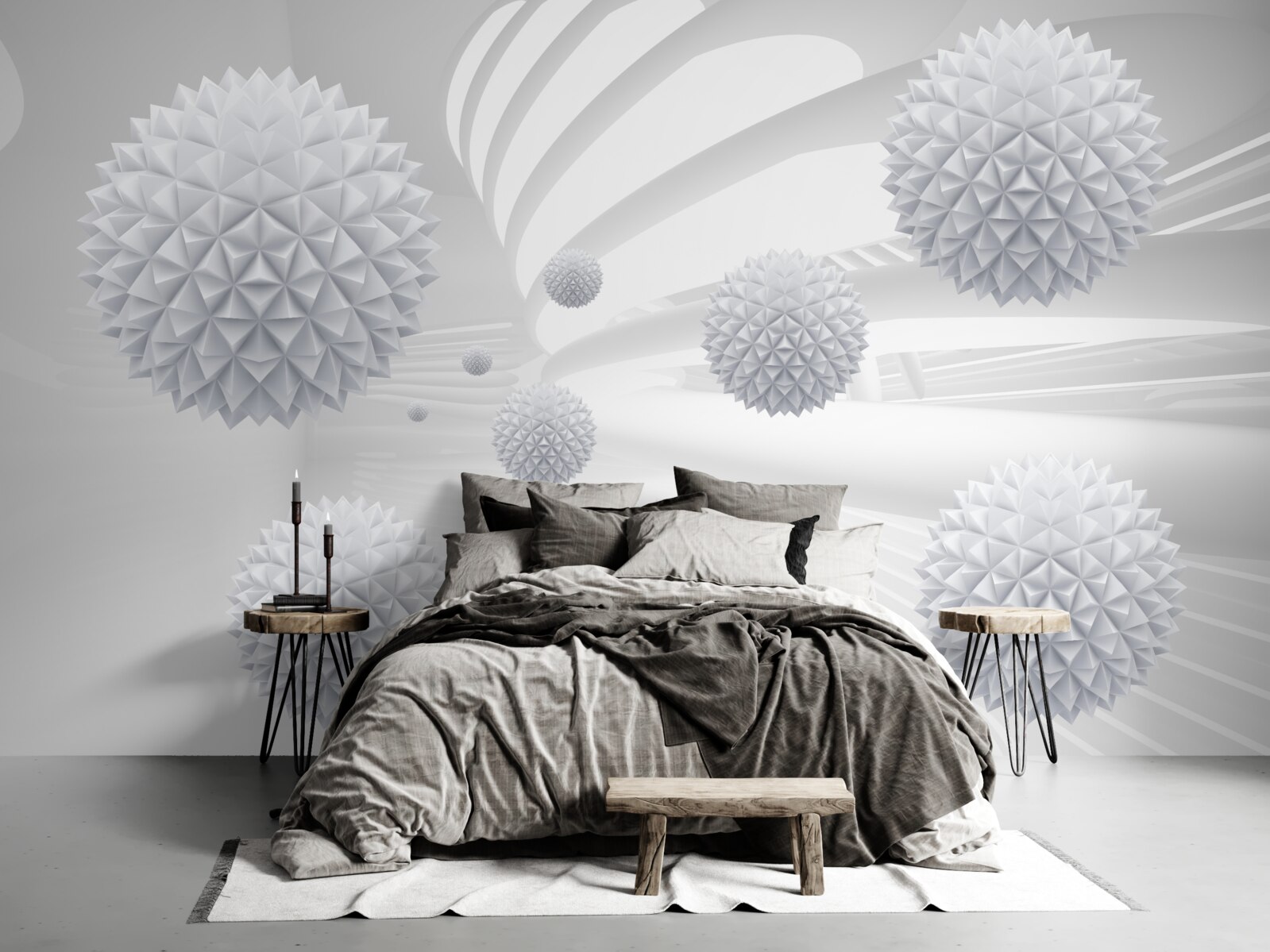 Fototapet bile țepoase care plutesc în stare de imponderabilitate