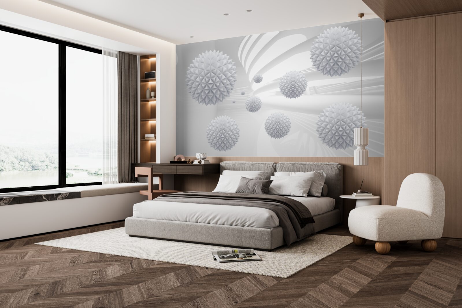 Fototapet bile țepoase care plutesc în stare de imponderabilitate