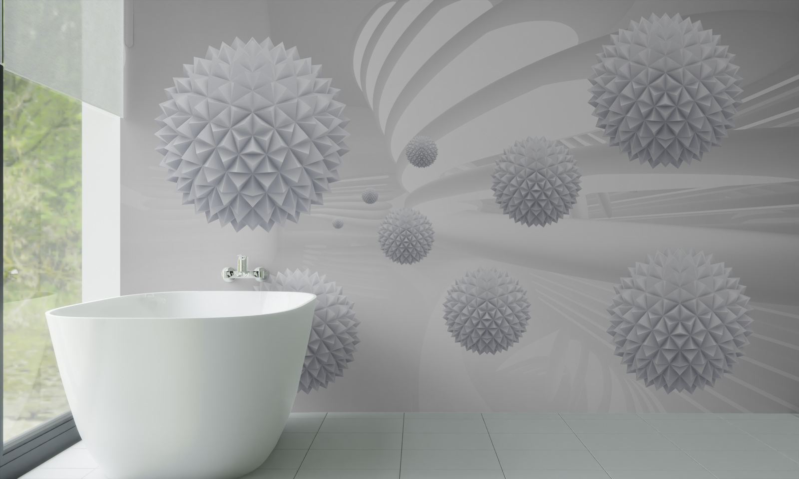 Fototapet bile țepoase care plutesc în stare de imponderabilitate