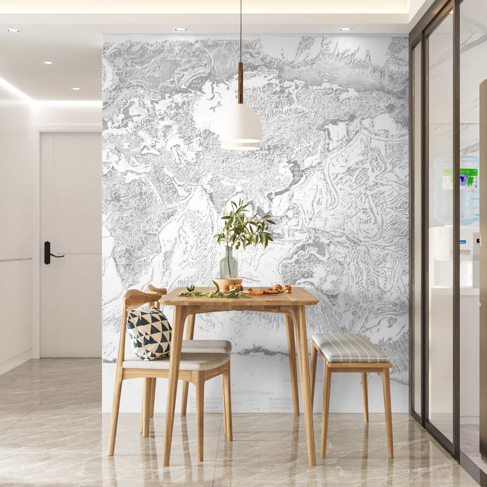 Fototapet apus de soare peste munte abstracție și pădure