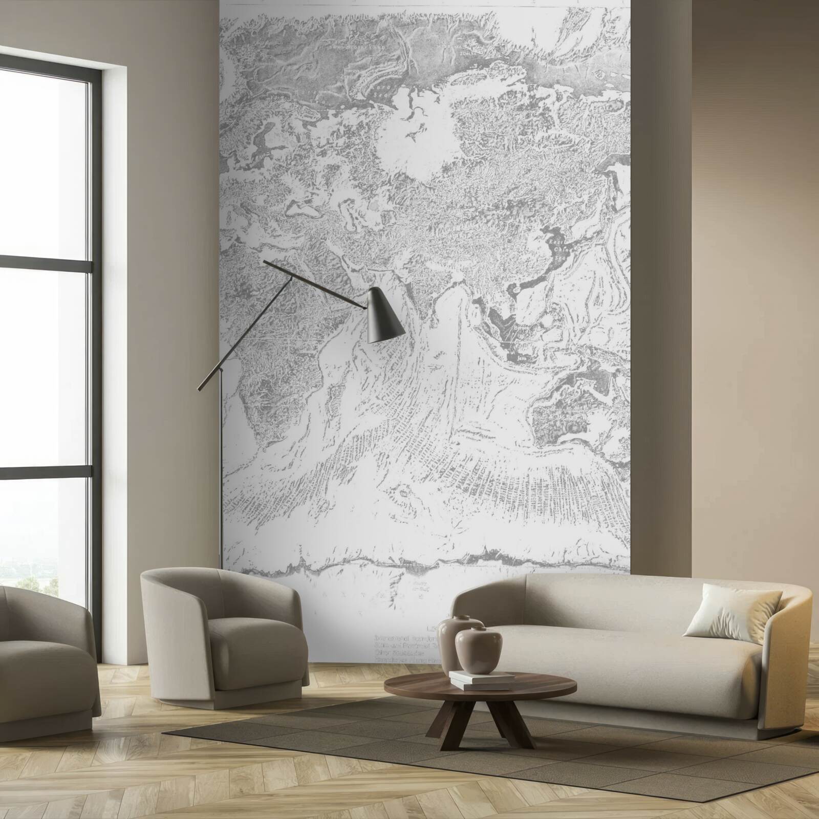 Fototapet apus de soare peste munte abstracție și pădure