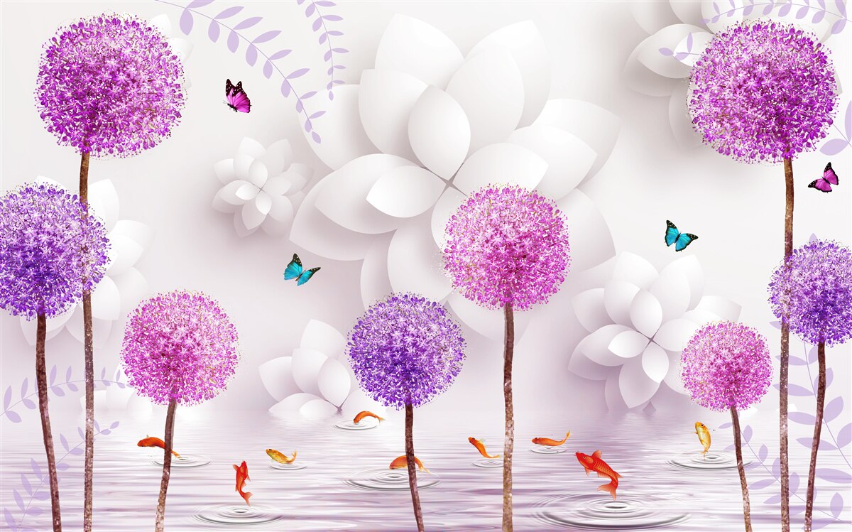 Fototapet icre purpurii care plutesc pe suprafața apei